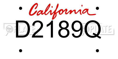D2189Q California License Plate