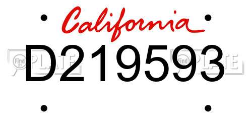 D219593 California License Plate