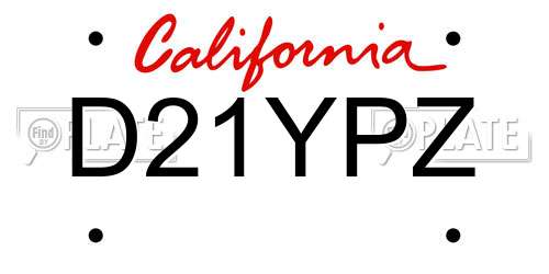 D21YPZ California License Plate
