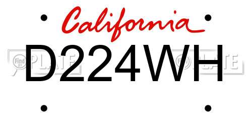 D224WH California License Plate