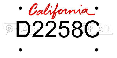 D2258C California License Plate