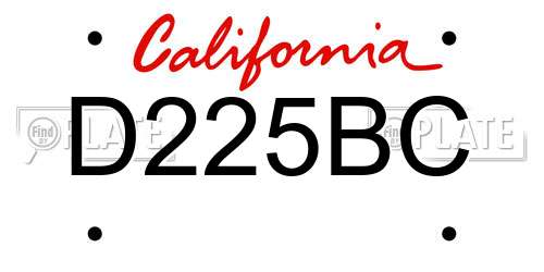 D225BC California License Plate