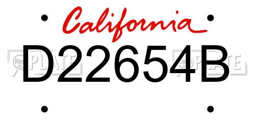 D22654B California License Plate