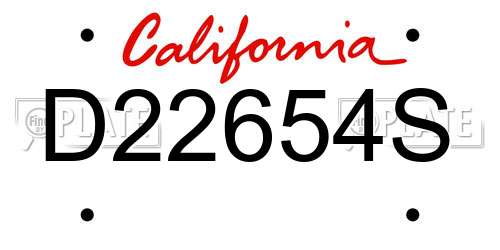 D22654S California License Plate