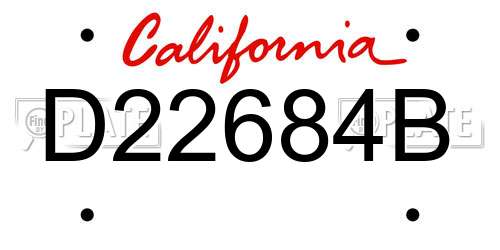 D22684B California License Plate