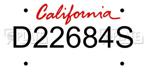 D22684S California License Plate