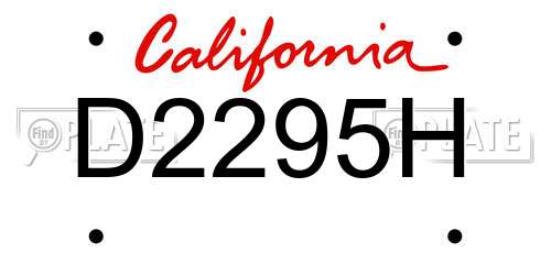 D2295H California License Plate