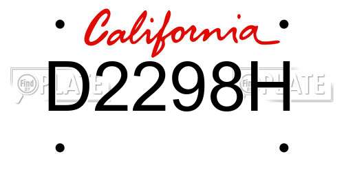 D2298H California License Plate
