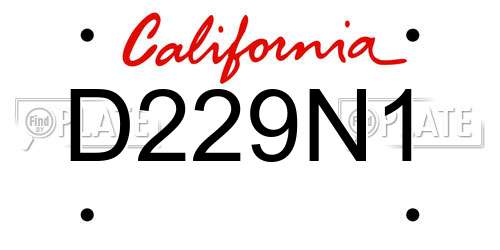 D229N1 California License Plate