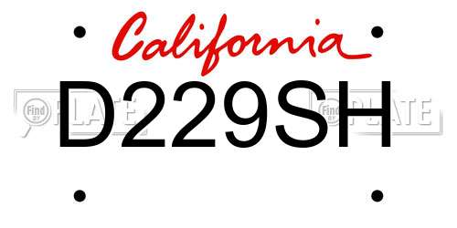 D229SH California License Plate