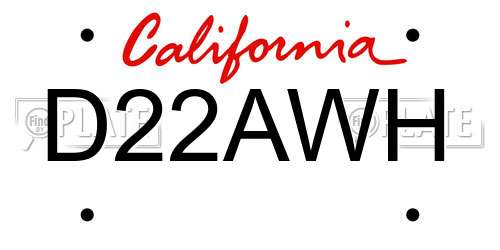 D22AWH California License Plate