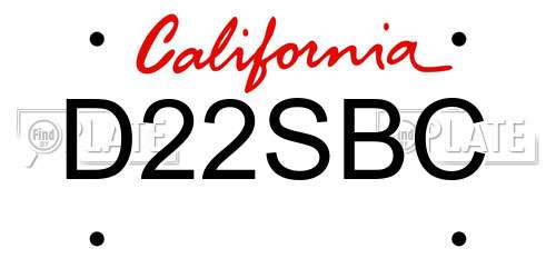 D22SBC California License Plate