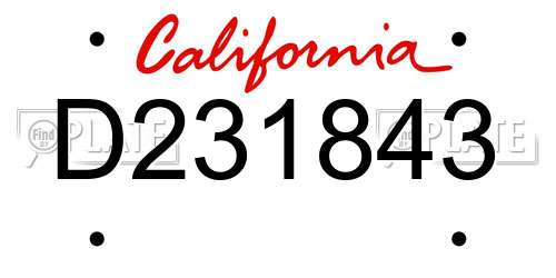 D231843 California License Plate