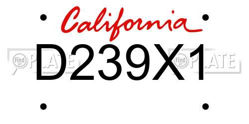 D239X1 California License Plate