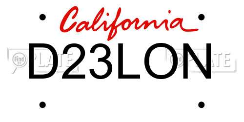 D23LON California License Plate