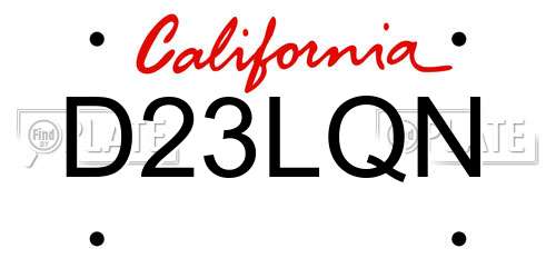 D23LQN California License Plate