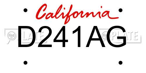 D241AG California License Plate