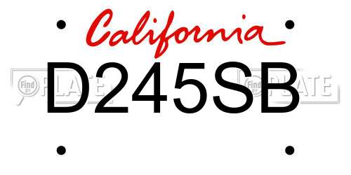 D245SB California License Plate