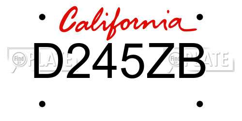 D245ZB California License Plate
