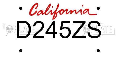 D245ZS California License Plate