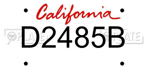 D2485B California License Plate