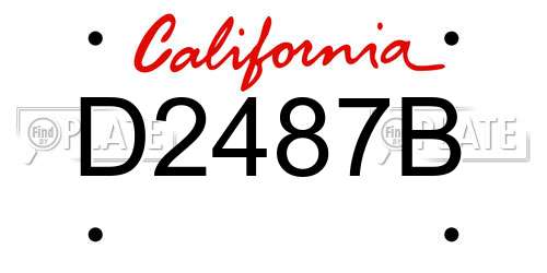 D2487B California License Plate