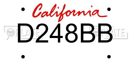 D248BB California License Plate