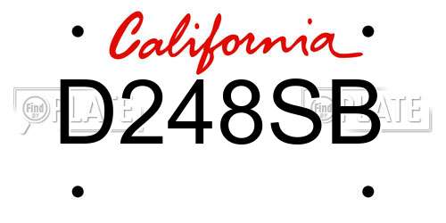 D248SB California License Plate