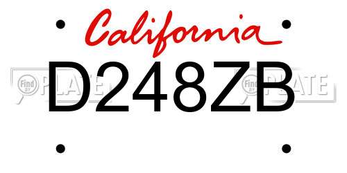 D248ZB California License Plate