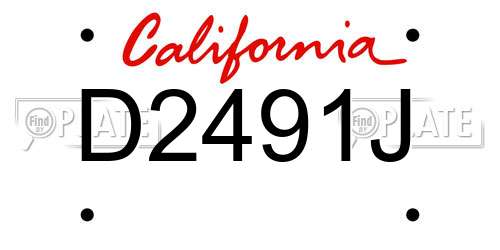 D2491J California License Plate