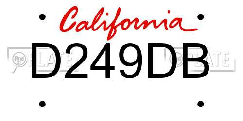 D249DB California License Plate