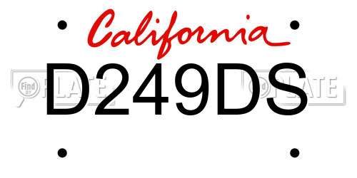 D249DS California License Plate