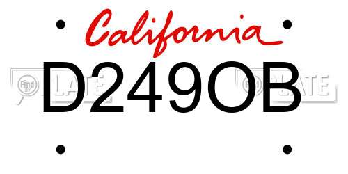D249OB California License Plate