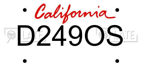 D249OS California License Plate