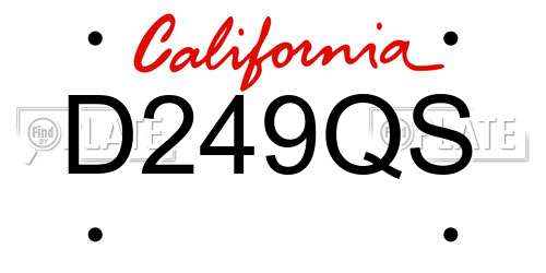 D249QS California License Plate