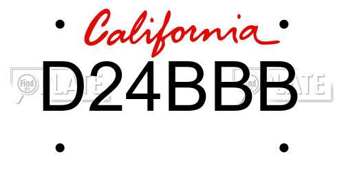 D24BBB California License Plate