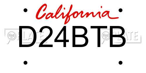 D24BTB California License Plate