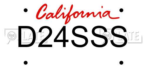 D24SSS California License Plate