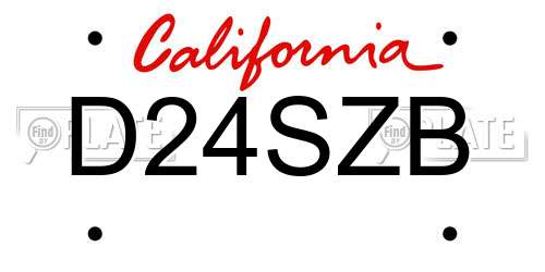D24SZB California License Plate