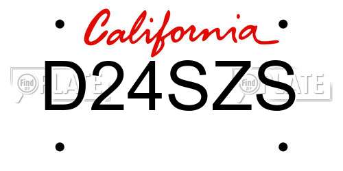 D24SZS California License Plate