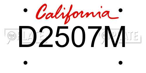 D2507M California License Plate