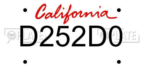 D252D0 California License Plate