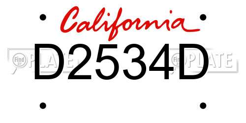 D2534D California License Plate