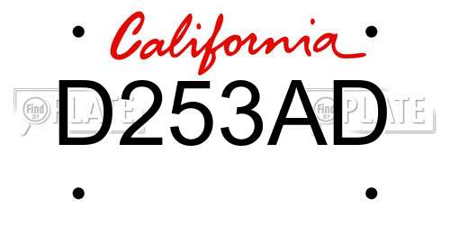 D253AD California License Plate