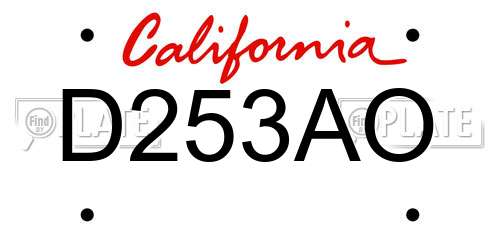 D253AO California License Plate