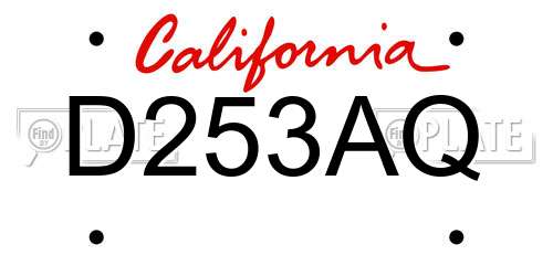 D253AQ California License Plate