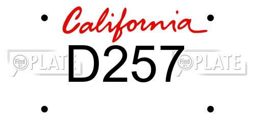 D257 California License Plate