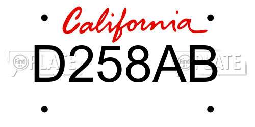 D258AB California License Plate