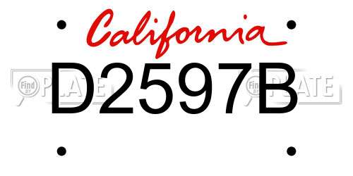 D2597B California License Plate