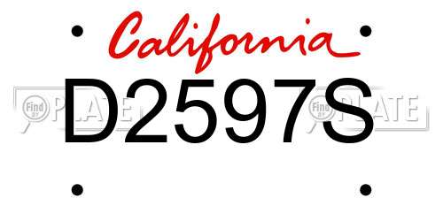 D2597S California License Plate